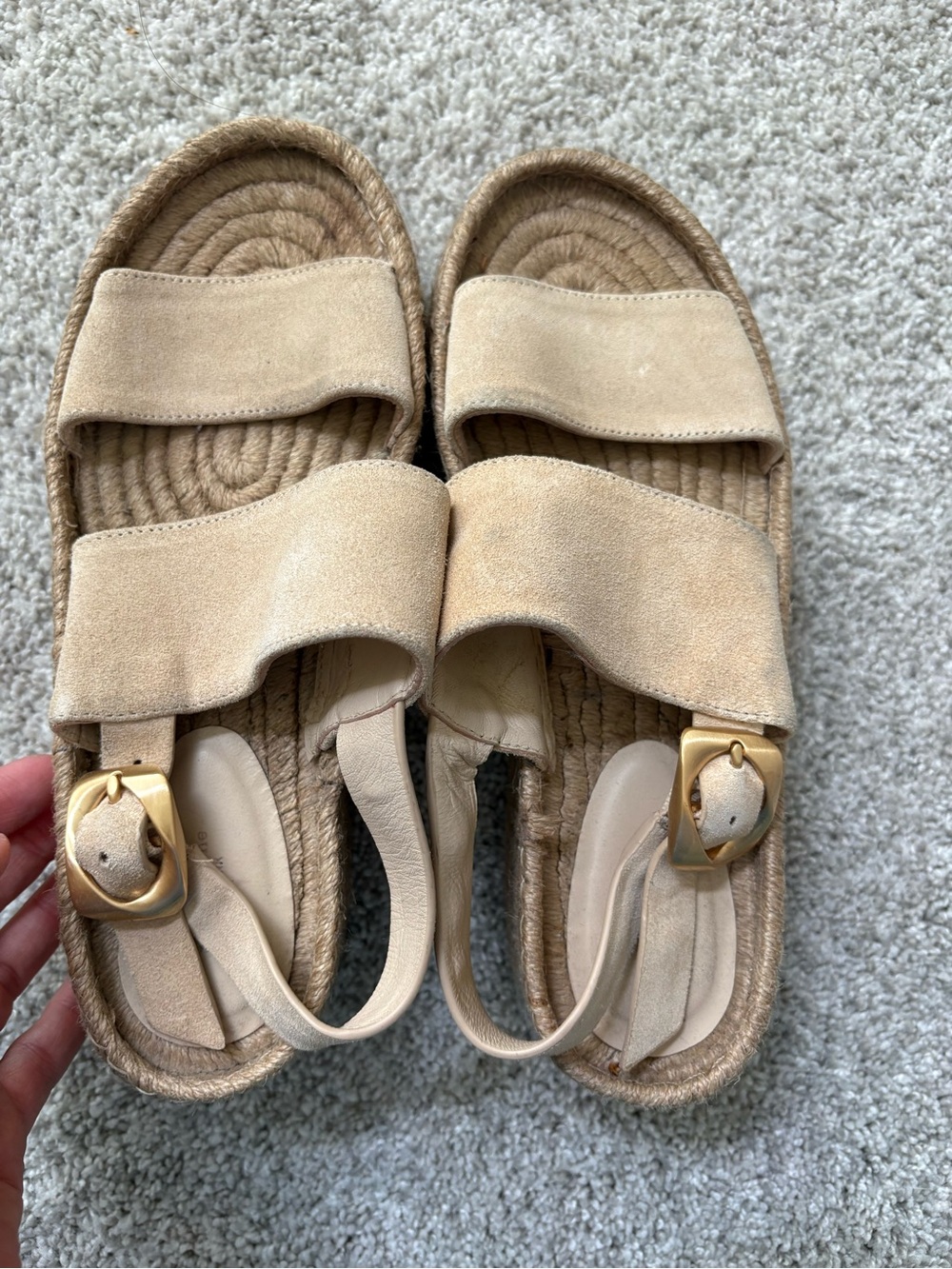 Rag & Bone Neutral Suede Double-Strap Espadrille Sandals